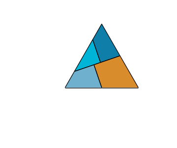 The four pieces swinging on their hinges from the triangle into the square