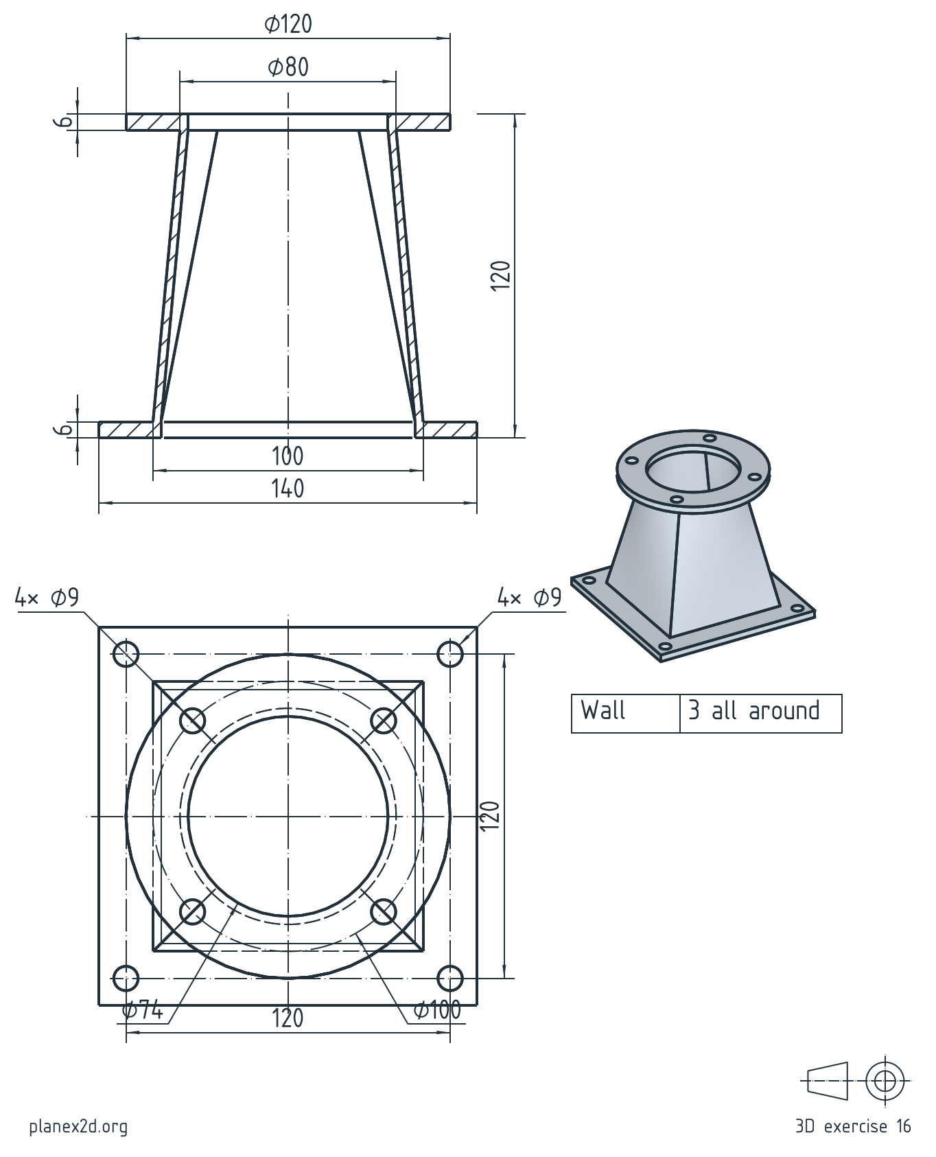 Square-to-round transition