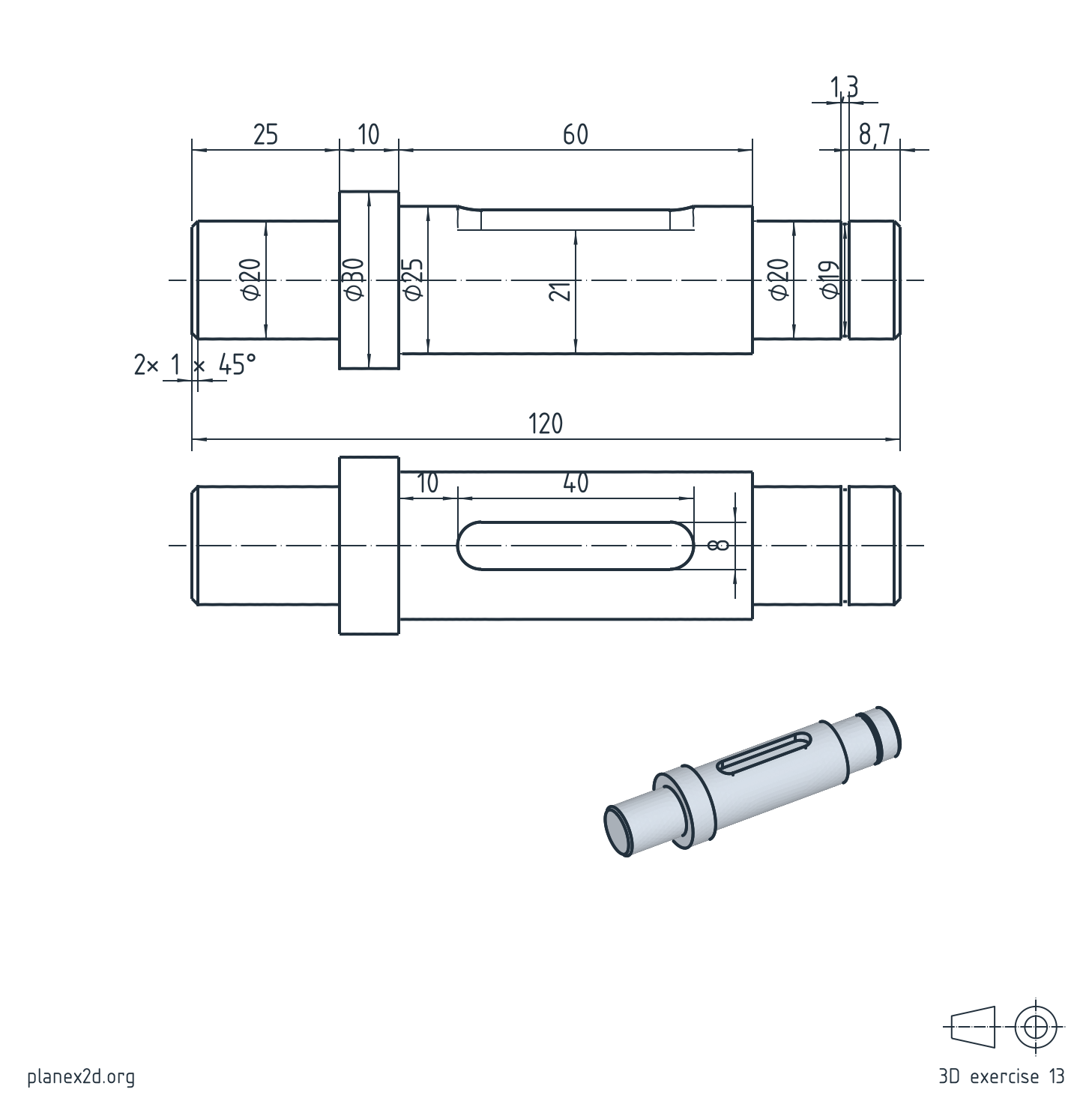 Stepped shaft