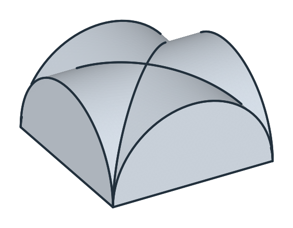 A cross vault and the Steinmetz solids of its barrels