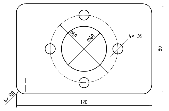 A dimensioned drawing