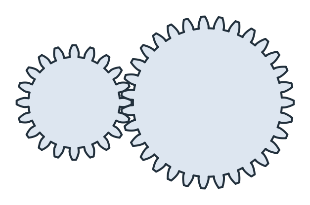 Pinion and wheel at the center distance
