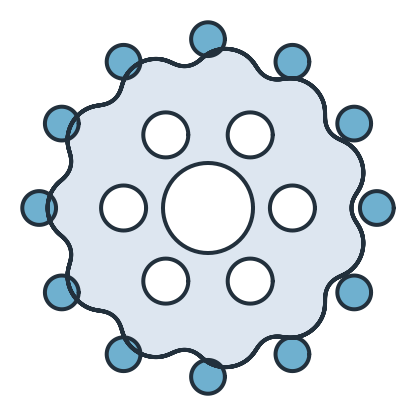 The disc inside its ring of pins