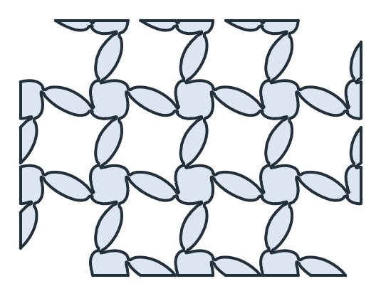 The lattice, three rows of four cells
